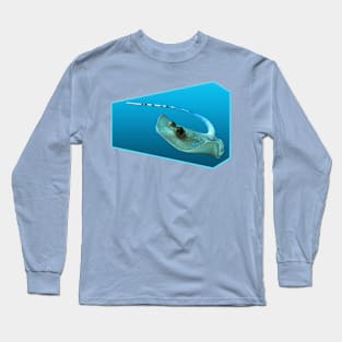 Dynamic stingray | Abstract underwater art on blue background | Long Sleeve T-Shirt